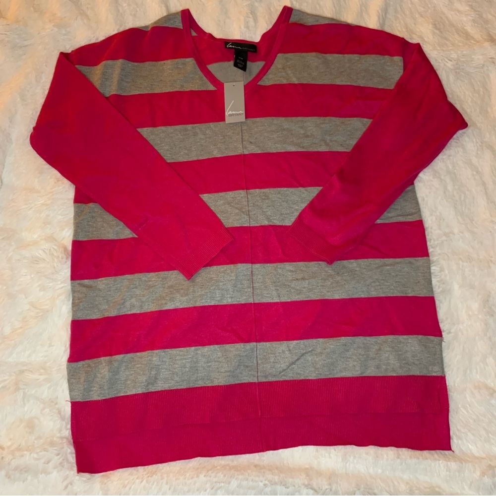 Lane Bryant pink and grey sweater size 14/16 NWT